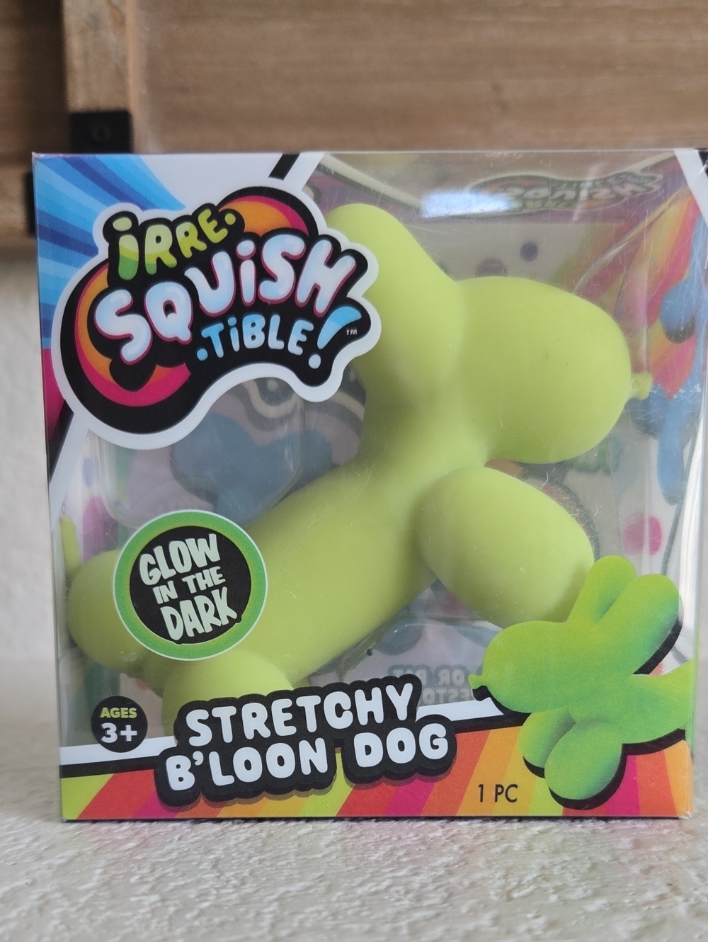 New Irre Squish Tible Stretchy B'loon Dog - Glow Green